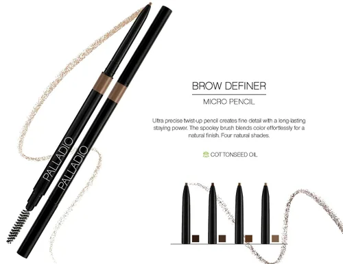 Vista 6 de Palladio Beauty - Lápiz definidor de cejas, lápiz de cejas ultra preciso con poder de larga duración, brocha de carrete mezcla color para un acabado