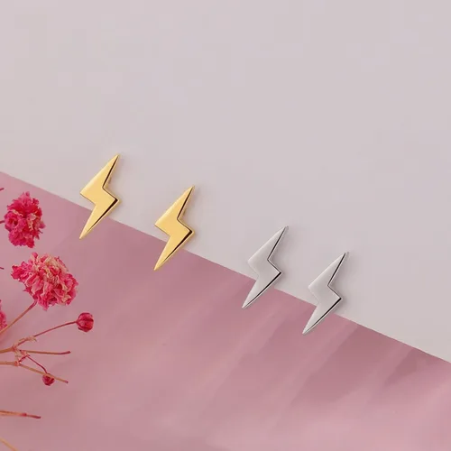 Vista 6 de Shcyee Aretes de plata de ley 925 con diseño de rayos para mujeres y hombres, hipoalergénicos, para uso diario, joyería de regalo