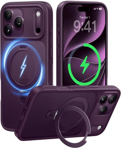 Vista 59 de CASEKOO - Funda diseñada para iPhone 14 Pro con soporte magnético invisible [protección contra caídas de grado militar] [compatible con MagSafe]