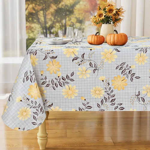 Vista 26 de misaya Mantel rectangular de vinilo impermeable, mantel lavable con reverso de franela, mantel de plástico para cena, picnic, interior y exterior