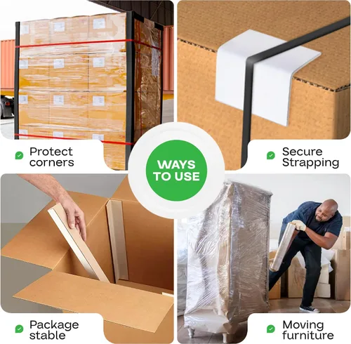 Vista 5 de IDL Packaging Protector de borde de cartón negro de 2 x 2 x 48 pulgadas (paquete de 20) – Protectores de esquinas para envío, almacenamiento