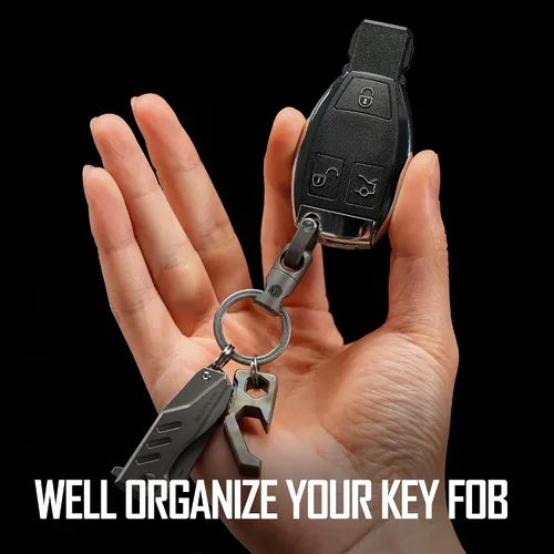 Vista 2 de KeyUnity KM13 Swivel Keychain with D Ring Key Shackle, Titanium Rotatable Key Organizer