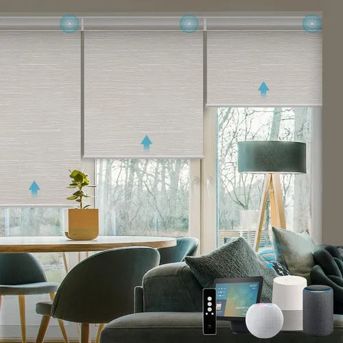 Vista 74 de SmartWings Persianas Motorizadas con Sombras para Ventana Control Remoto Funciona con Thread Apple Homekit Z-Wave Alexa 100% Blackout de Doble Cara