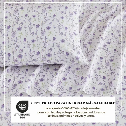 Vista 3 de Great Bay Home - Juego de sábanas y fundas de almohada estampadas, 3 piezas, tamaño individual, de microfibra con estampado floral - Sábanas