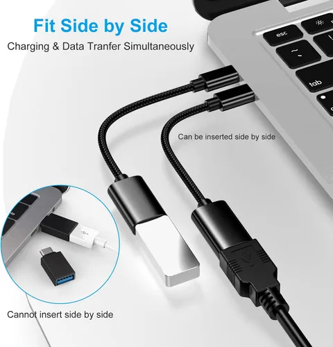 Vista 4 de Adaptador USB C a USB 3.0 [3 unidades], USB C macho a USB hembra OTG cable Thunderbolt3 a USB adaptador compatible con MacBook Pro/Air, iPhone 16