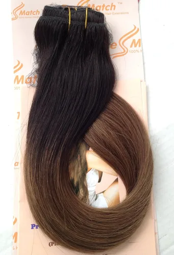 Vista 2 de Tressmatch 16 pulgadas (18 pulgadas) Remy extensiones de cabello humano clip en ombre apagado Negro/Medio/Castaña café Full Head Volumen Set 9
