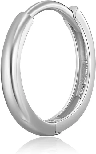 Vista 6 de Aretes de aro de oro blanco de 14 quilates de 0.079in de grosor, 3 tamaños diferentes disponibles, Oro de 14 quilates