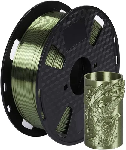 Vista 5 de Filamento de impresora PLA 3D de seda 1.75 mm. / 0.06 pulgadas 1 Kg. / 2.2 libras, brillante y sedoso brillo púrpura negro rojo cobre