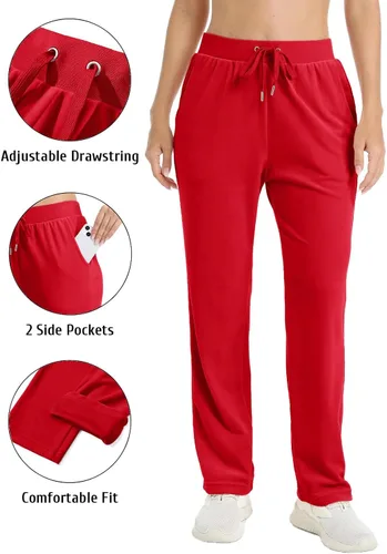 Vista 6 de TACVASEN Pantalones deportivos casuales para mujer, pantalones deportivos de terciopelo de vellón para correr, entrenamiento, descanso, pantalones