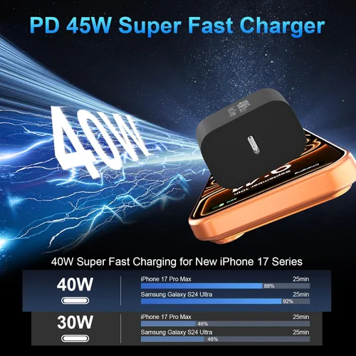 Vista 2 de Cargador para teléfono 17 Pro Max de carga rápida, cargador USB C de 40W con cable de carga tipo C de 3.05 metros para iPhone 17 16 15 Pro Max/17 16