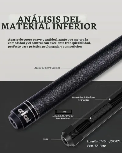Vista 7 de CRICAL Carbon Fiber Pool Cue Stick, Professional Low Deflection Cue