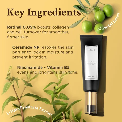 Vista 4 de MATKAS Korean Active Capsule - Crema facial híbrida retinal al 0.05%, 1.7 onzas líquidas, hidratante facial nocturno, hidratante coreano
