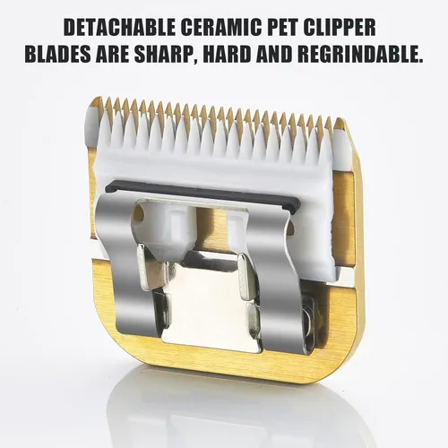 Vista 3 de Paquete de 2 cuchillas para cortar perros #40 compatibles con Andis Clippers de acero con infusión de carbono, desmontable, borde afilado