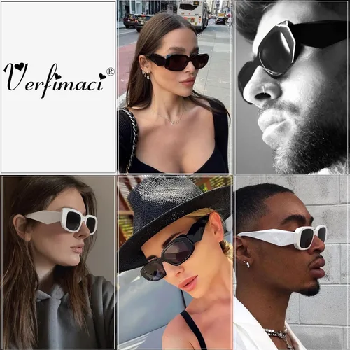 Vista 2 de Verfimaci Gafas de sol rectangulares de moda para mujer y hombre, gafas de sol cuadradas