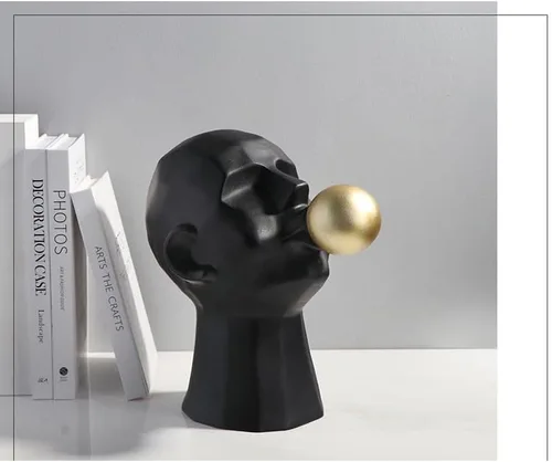 Vista 5 de Estatua de feng shui chino escultura simple moderna creativa soplando burbuja personaje oficina escritorio decoración estudio sala de estar