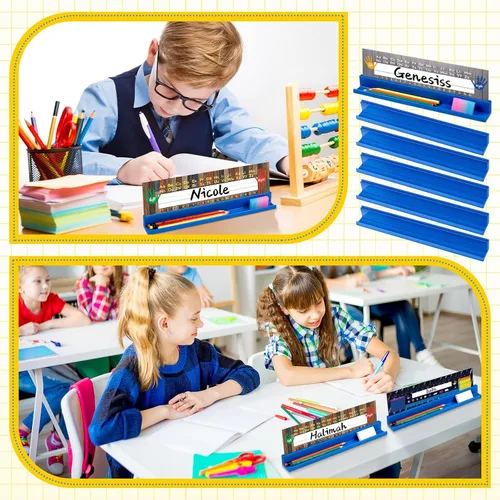 Vista 6 de PerKoop Soporte para placa de nombre, 5 unidades, para escritorio, para estudiantes, almacenamiento de tarjetas de índice Kids Desk Accessories