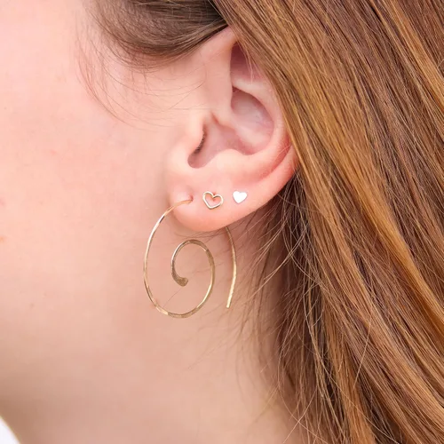 Vista 30 de Aretes de aro finos martillados, elegantes plata esterlina geométrica sólida, relleno de oro y relleno de oro rosa; para mujer por Lotus Stone