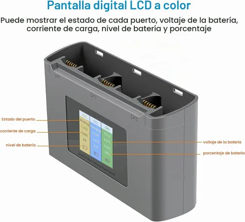 Vista 4 de Hub de cargador de batería bidireccional LCD para DJI Mini 4K,2,2 SE Drone,Carga de tres baterías en secuencia Accesorios de carga