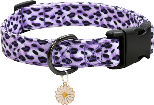 Vista 13 de Collar de perro con patrones de flores con accesorios, collares de algodón suave para perros pequeños, medianos y grandes, hembras y machos