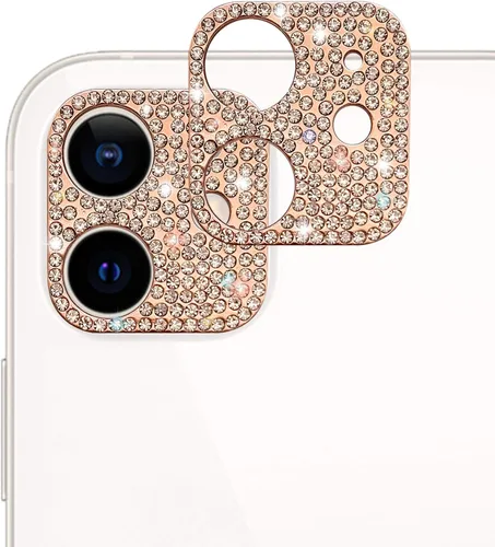 Vista 12 de Protector de lente brillante para iPhone 12 Pro Max, cubierta de cámara con purpurina 3D, diamantes de imitación, puntos brillantes, decoración