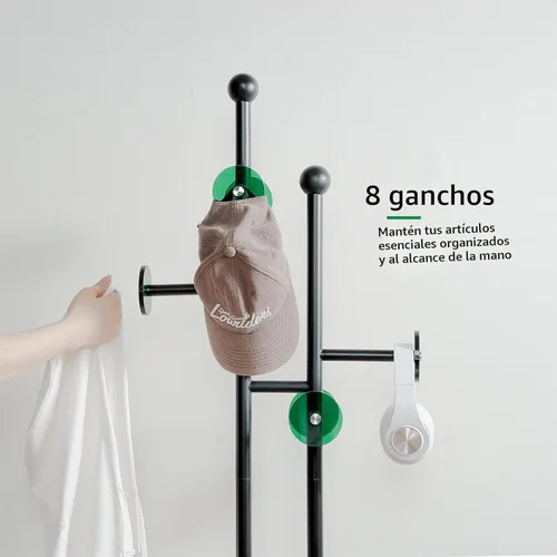 Vista 3 de JIAYUEJU Perchero de pie con base de mármol y 8 ganchos, perchero resistente para entrada, dormitorio, sala de estar, hotel, 14.96 x 10.24 x 68.9 A