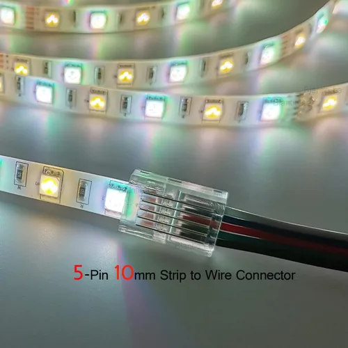 Vista 6 de 5 Pin 0.394 in RGBW LED tira a cable conector Solderless Clips