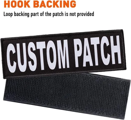 Vista 3 de Dogline Parche de texto blanco brillante personalizado para arnés de chaleco o collar, parches personalizados con texto personalizable con gancho
