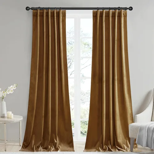 Vista 58 de StangH Cortinas 100% opacas, color beige, terciopelo suave y grueso, cortinas para ventana de dormitorio, forro blanco, cortinas con aislamiento
