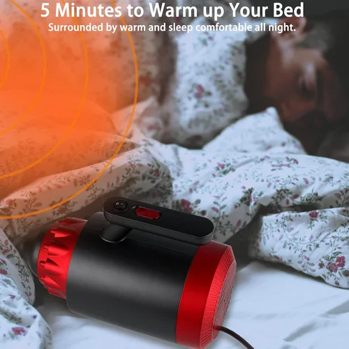 Vista 2 de Simple Deluxe Calentador de espacio portátil, calentador de cama y manta para interiores, calentamiento rápido de 3 segundos de 1200 W, soplador