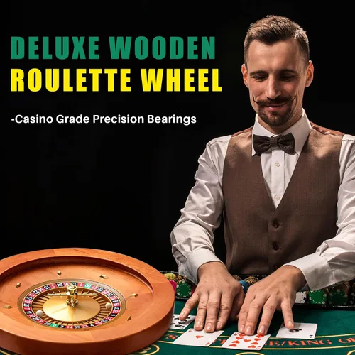 Vista 10 de Leyndo Rueda de Ruleta de Madera de 20 Pulgadas con 4 Bolas de Ruleta Rodamientos de Precisión de Grado Casino Rueda de Ruleta Mesa Giratoria