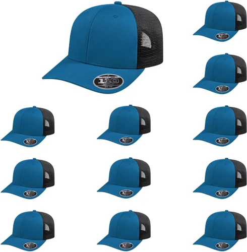 Vista 47 de Cap America i8502 Flexfit 110 Premium - Gorra de camionero de perfil medio con 6 paneles de malla trasera con protección UV y cierre ajustable