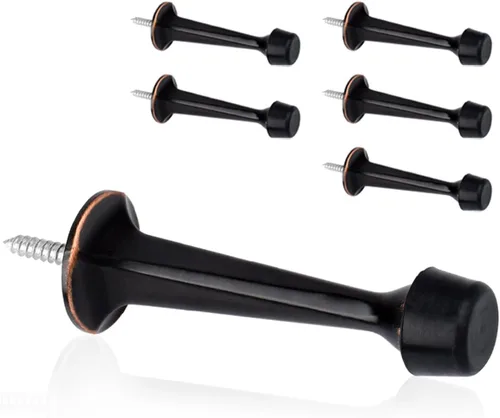 Vista 9 de Paquete de 2 topes rígidos sólidos para puerta, protectores de pared resistentes con puntas de goma suave, color negro