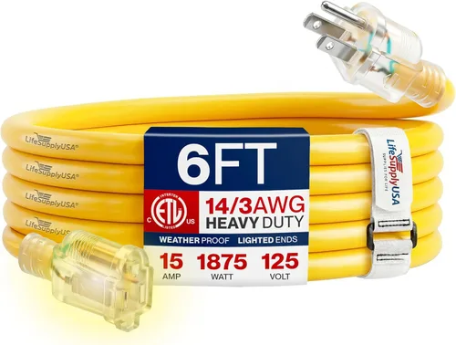 Vista 68 de Cable de extensión de 3 pies para exteriores/interiores, calibre 10/3, ultra resistente, SJTW, resistente al agua, certificación ETL, cable