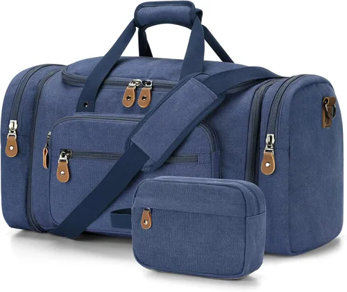 Vista 21 de Gonex Canvas Duffle Bag, Expandable 50L Travel Overnight Weekender Bag Verde militar