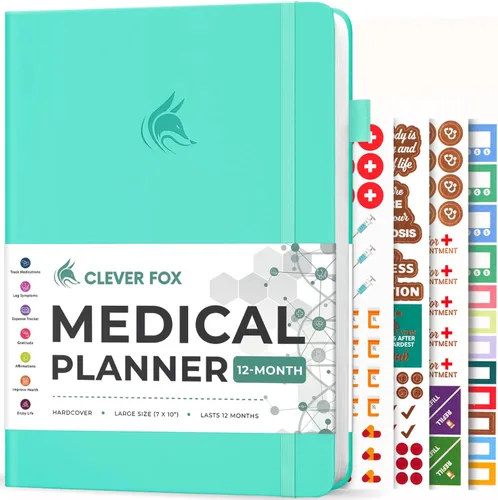 Vista 10 de Clever Fox Agenda médica grande de 12 meses – Cuaderno médico, diario de salud, diario de bienestar para rastrear la salud – 12 meses, 7 x 10.5