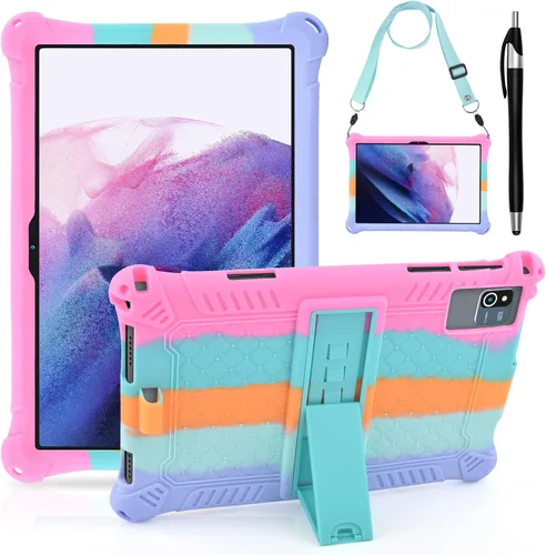 Vista 10 de DETUOSI Funda de silicona para tablet Okaysea de 10,1 pulgadas con lápiz stylus y correa para el hombro, funda con soporte multiángulo, funda suave