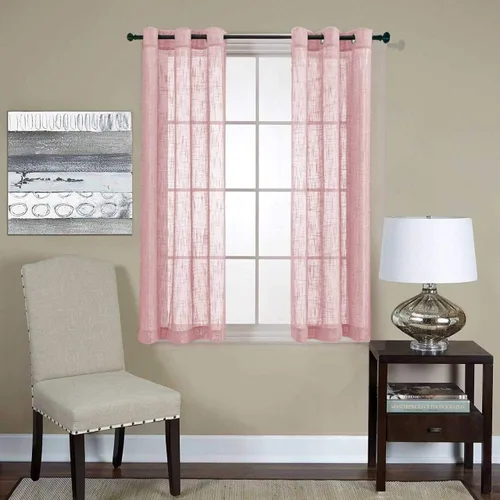 Vista 21 de Cortinas para sala de estar de 2 paneles (2 x 37 pulgadas de ancho), cortinas con textura de lino, con ojales, de la marca Miuco