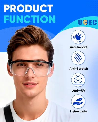 Vista 2 de UCEC Gafas de seguridad sobre anteojos, paquete de 12 gafas protectoras