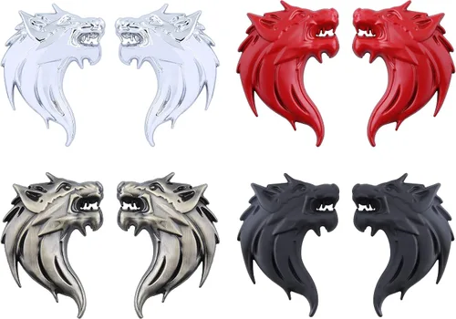 Vista 7 de 2 piezas Cool Wolf Head Car Side/Rear / Front Decor Badge Emblema 3D Autoadhesivo Placa Adhesiva para Coche (negro)