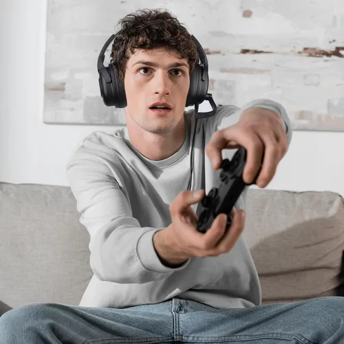 Vista 7 de EKSA Auriculares con micrófono para PC, auriculares de computadora con micrófono con cancelación de ruido, cómodos durante todo el día, sonido