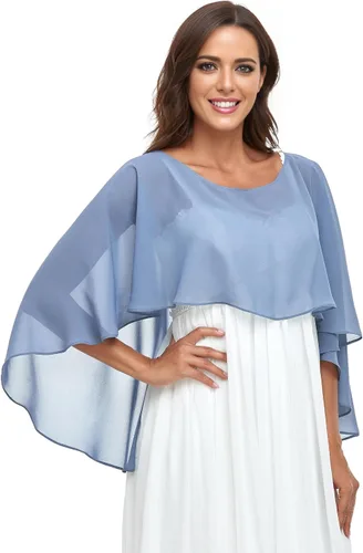 Vista 11 de Sheer Shawls and Wraps for Evening Dresses Chiffon Capes for Women Negro