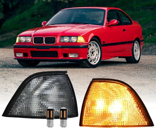 Vista 12 de USR 92-99 Serie 3 E36 - Luz de esquina transparente de 2 puertas, con 2 bombillas LED CANBUS ámbar mejoradas, 2 piezas de lámpara de señal de giro