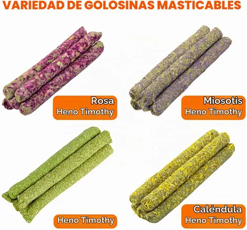 Vista 2 de Sofier Golosinas de Heno Timothy Juguetes para Conejos Juguetes para Conejitos Cobayo Hámster Masticables Naturales para Dientes Hechos a Mano
