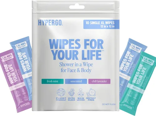 Vista 20 de Toallitas corporales HyperGo XL para mujeres y hombres – 30.5 cm x 30.5 cm Toallitas de limpieza corporal completas sin enjuague, 20