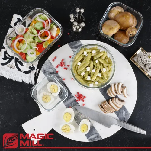 Vista 3 de Recipientes de vidrio de borosilicato premium de Magic Mill con tapas Juego de 24 piezas con 12 tazones y 12 tapas herméticas con cierre para Negro