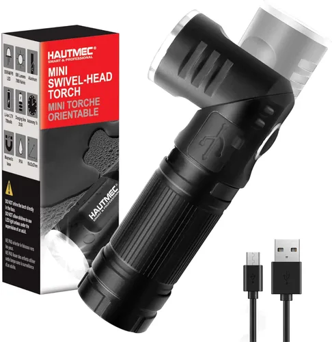 Vista 13 de HAUTMEC Linternas LED recargables de 500 lúmenes altos, linterna magnética súper brillante, mini linterna impermeable, 3 modos, linternas pequeñas