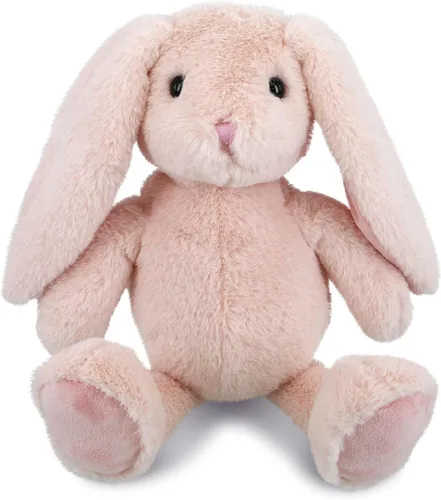 Vista 8 de DolliBu Peluche de conejo azul bebé, animal de peluche súper suave, adorable juguete realista de conejo para niños y niñas, bonito conejo de peluche