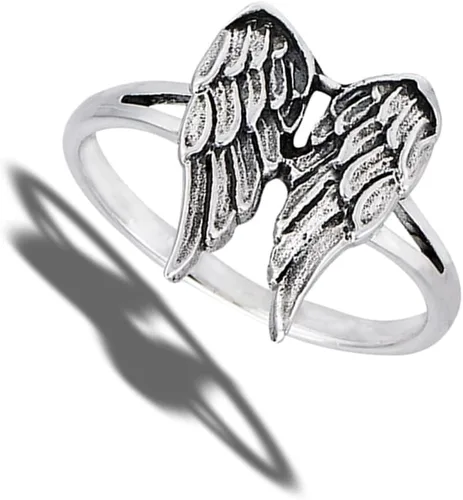 Vista 2 de Anillo realista de ala de ángel de plata de ley 925, tallas 5-9
