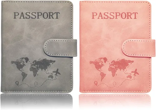 Vista 8 de Juego de 2 fundas para pasaporte, Azul, verde, Minimalista