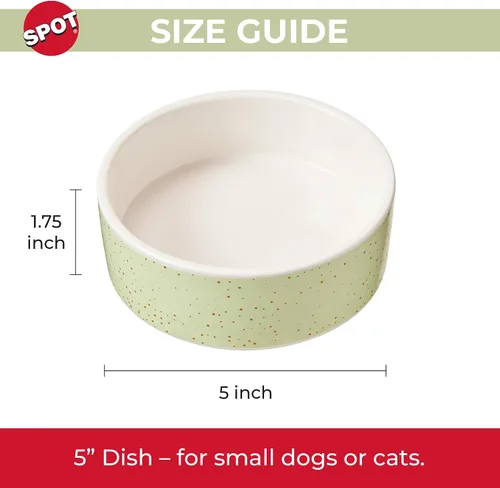 Vista 4 de SPOT Cuenco redondo de cerámica moteado para alimentos y agua para mascotas, apto para lavavajillas, ideal para perros pequeños, gatos, reptiles